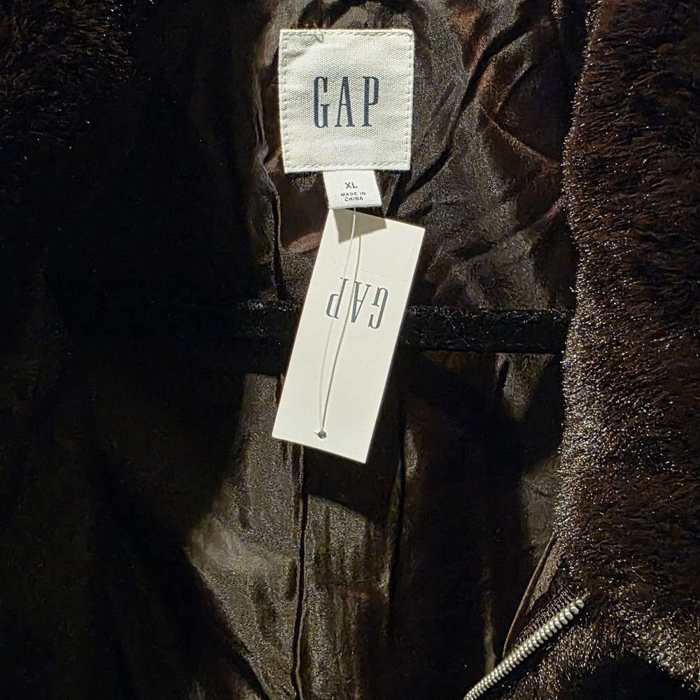 GAP Dark Brown Faux Fur Jacket - Picture 7 of 12